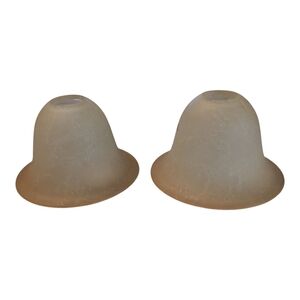 2 VTG Amber Frosted Glass Bell Shaped Shades Globes For Lighting 1.5" Fitter